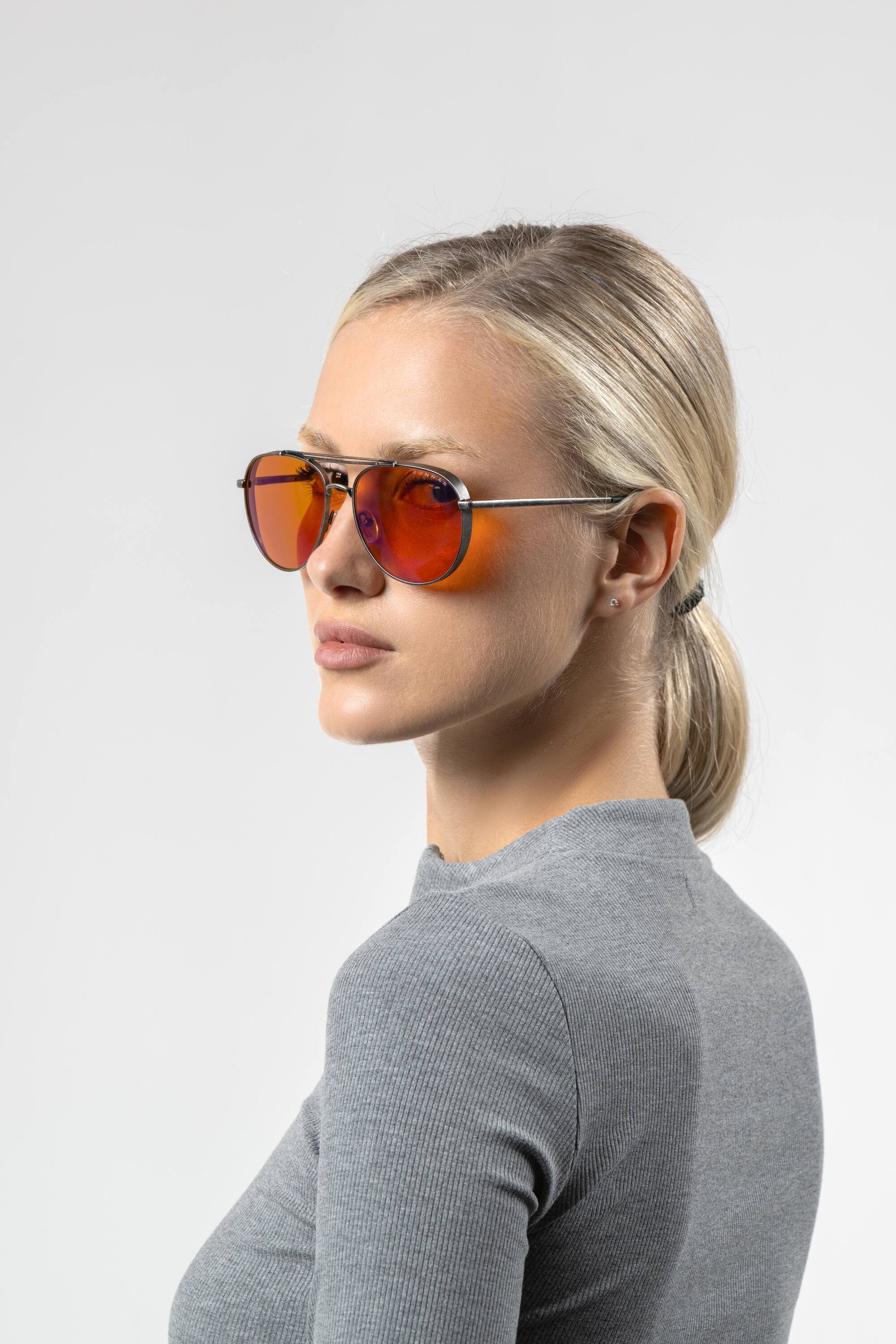 Alt View 2. GUNNAR - Fallout Brotherhood of Steel  Computer Glasses with Blue Light Reduction , Amber Max Lenses - Gunmetal.