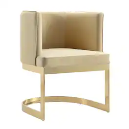 Manhattan Comfort - Aura Modern Metal Velvet Dining Chair - Sand