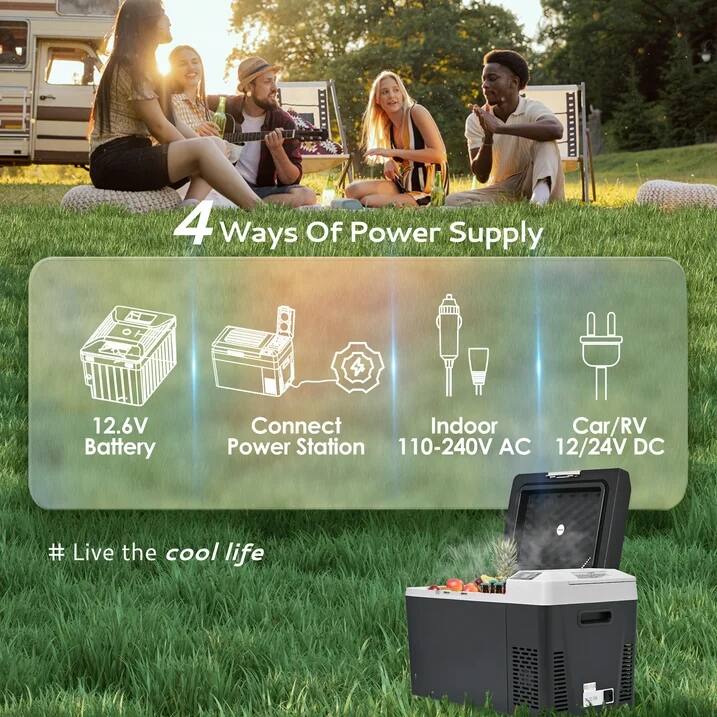 4 Ways Of Power Supply
12.6V Battery
Connect Power Station
Indoor 110-240V AC
Car/RV 12/24V DC
# Live the cool life