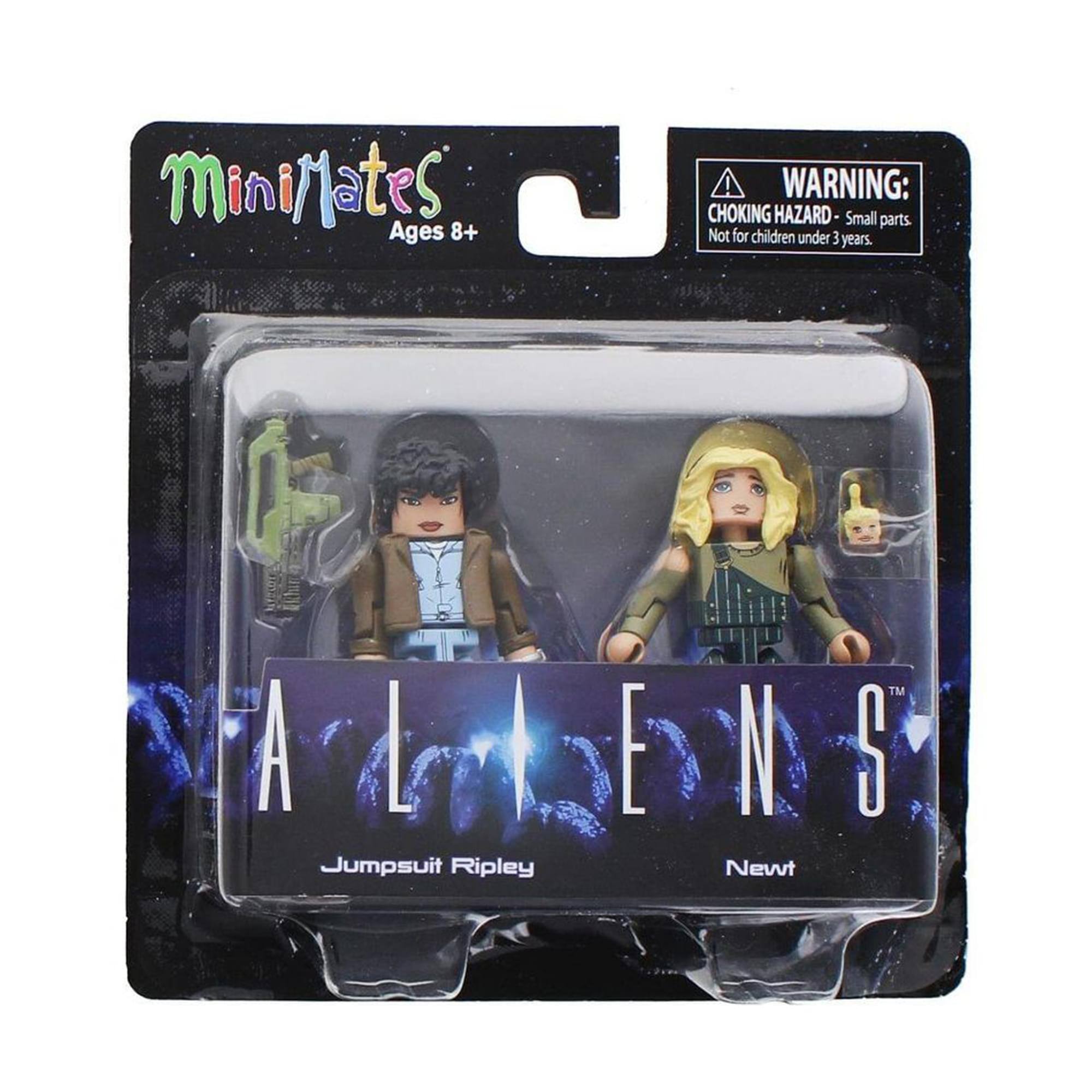 MiniMates Ages 8+  
WARNING: CHOKING HAZARD - Small parts. Not for children under 3 years.  
ALIENS  
Jumpsuit Ripley  
Newt