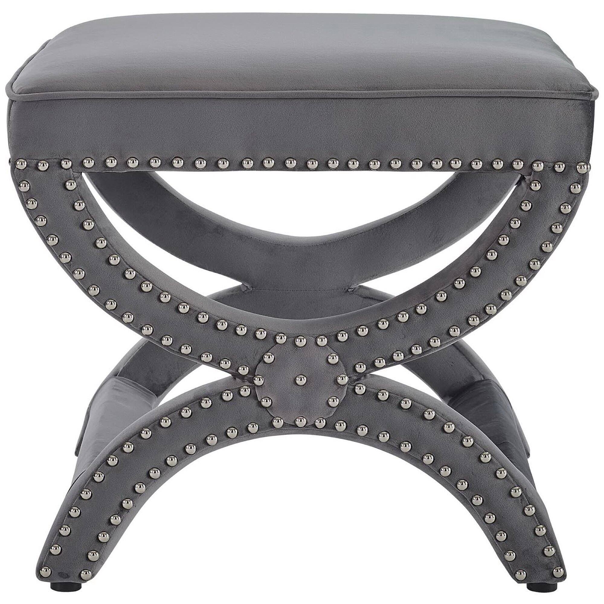 Left. Modway - Expound Upholstered Nailhead Trim Performance Velvet Ottoman by Modway - EEI-3068-GRY.