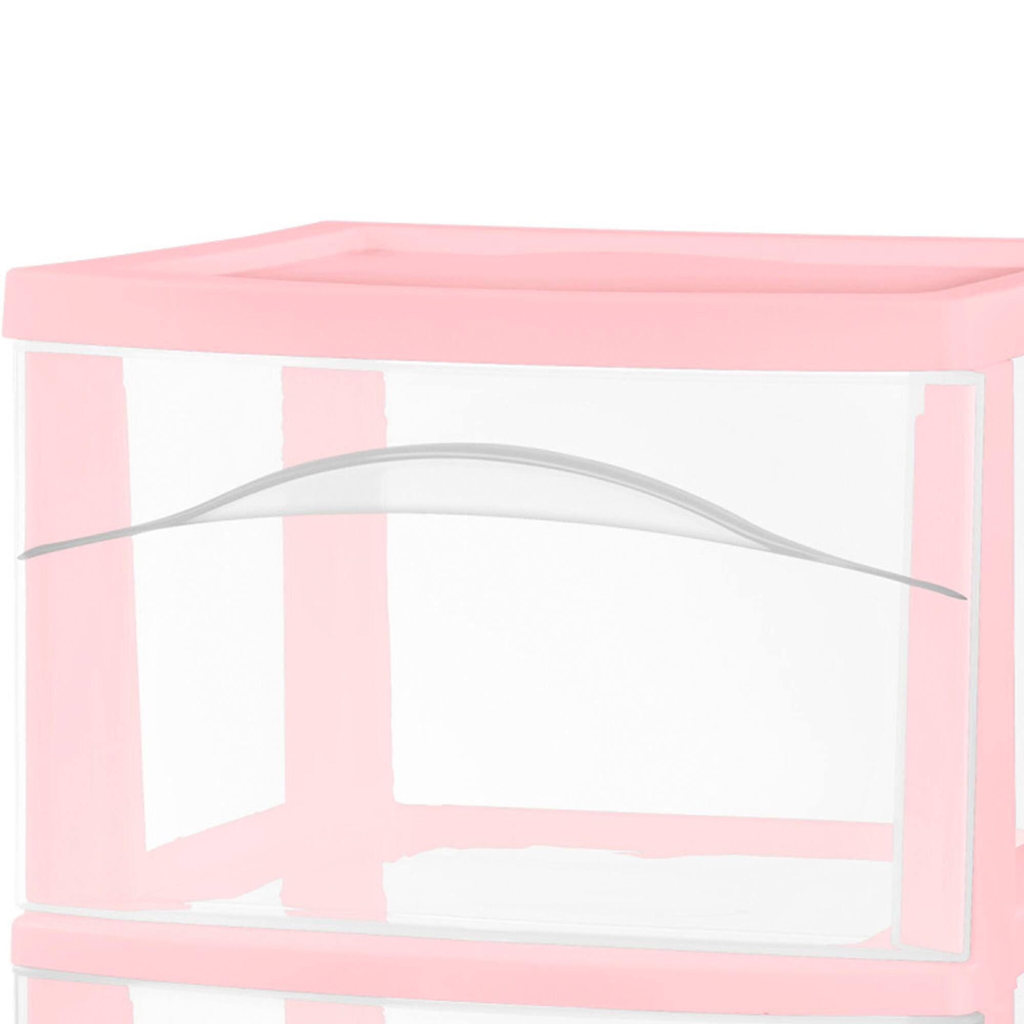 Alt View 4. Sterilite - Sterilite 3 Drawer Storage Cart Plastic Rolling Organization, Pink Frost, 2 Pack - Pink.