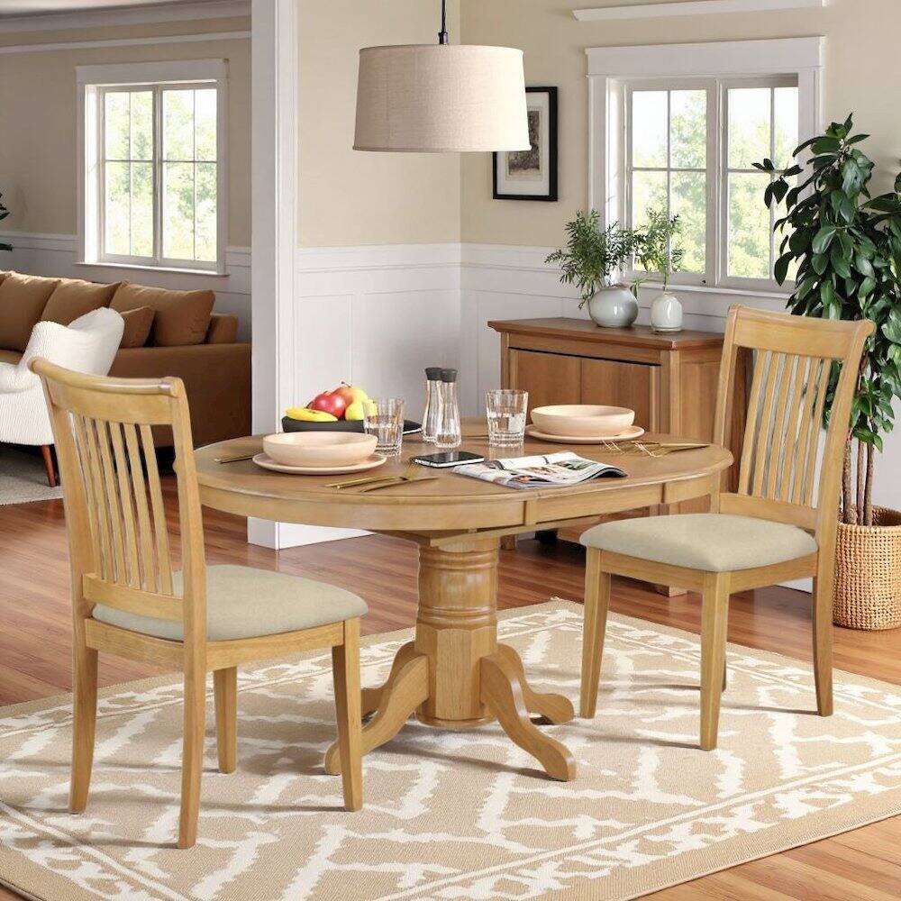 Alt View 4. FurniFact - Oak Solid Wood 5 Pc Breakfast Nook Table Set - Brown.