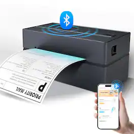 Luckbyte - 300DPI High-Speed Thermal Shipping Label Printer - 150mm/s Wireless Bluetooth 4x6 Labeler for Small Business & Home - Black