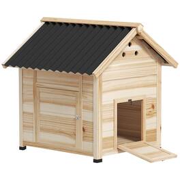 Pawhut - Coop, Wooden Duck House with Openable Roof & Double Doors - Natural Wood