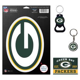 WinCraft - Green Bay Packers 4-Pack Key Rings and Magnets Set - Multicolor