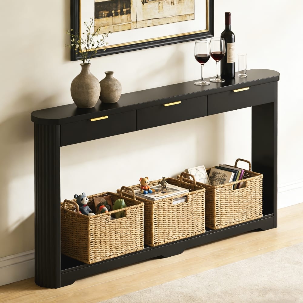 Loheer - 70.1 Inch Sofa Table with Drawers Slim Entryway Console Table for Narrow Hallway - Black price history on PriceWatchPro