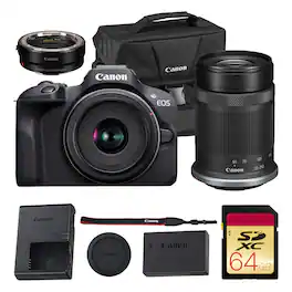 Canon - EOS R100 Mirrorless Camera with 18-45mm and 55-210mm Kit + More