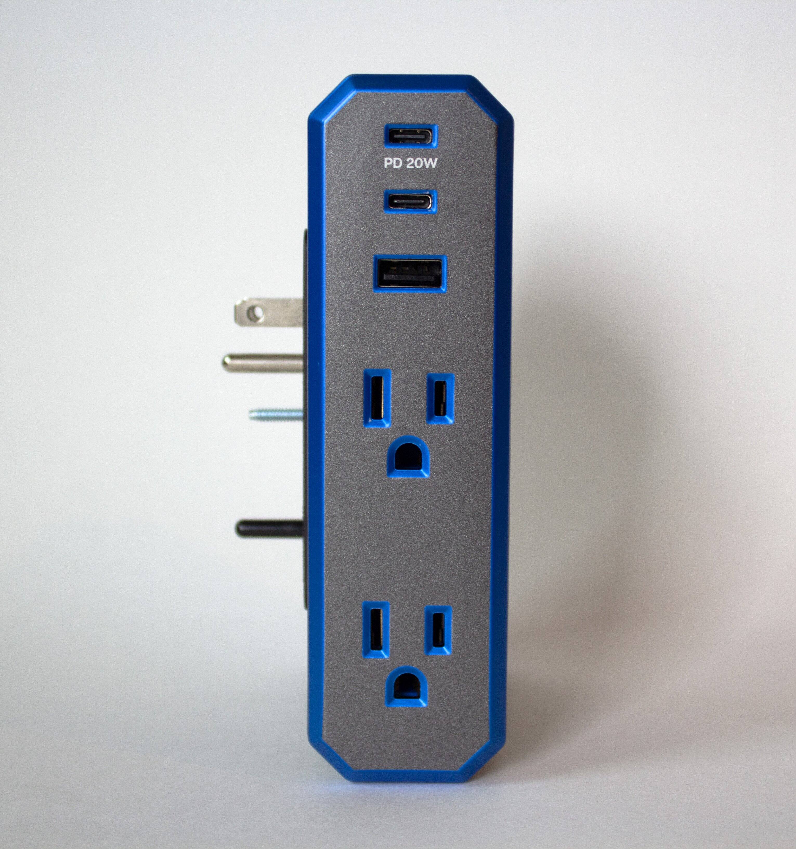 Alt View 20. Austere - V Series Power 4-Outlet/3-USB Wall Tap 3,000 Joules Surge Protector - Black and Blue.