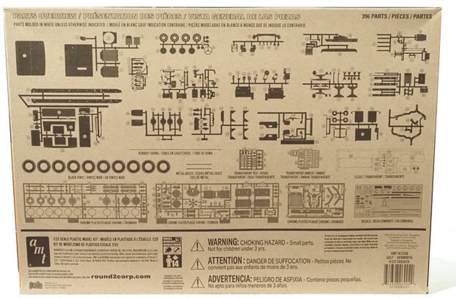 **PARTS OVERVIEW / PRÉSENTATION DES PIÈCES / VISTA GENERAL DE LAS PIEZAS**

**PARTS MOULED IN WHITE UNLESS OTHERWISE INDICATED / MOULE EN BLANC SAUF INDICATION CONTRAIRE / PIEZAS MODELABAS EN BLANCO A MENOS QUE SE INDIQUE LO CONTRARIO**

**396 PARTS / PIECES / PARTES**

**a m t**

**1/72 SCALE PLASTIC MODEL / KIT DE MODELISMO DE PLÁSTICO ESCALA 1/72**

**WARNING: CHOKING HAZARD - Small parts. Not for children under 3 yrs.**

**ATTENTION: DANGER DE SUFFOCATION - Petites pièces. Ne convient pas aux enfants de moins de 3 ans.**

**ADVERTENCIA: PELIGRO DE ASFIXIA - Contiene piezas pequeñas. No apto para niños menores de 3 años.**

**round2corp.com**