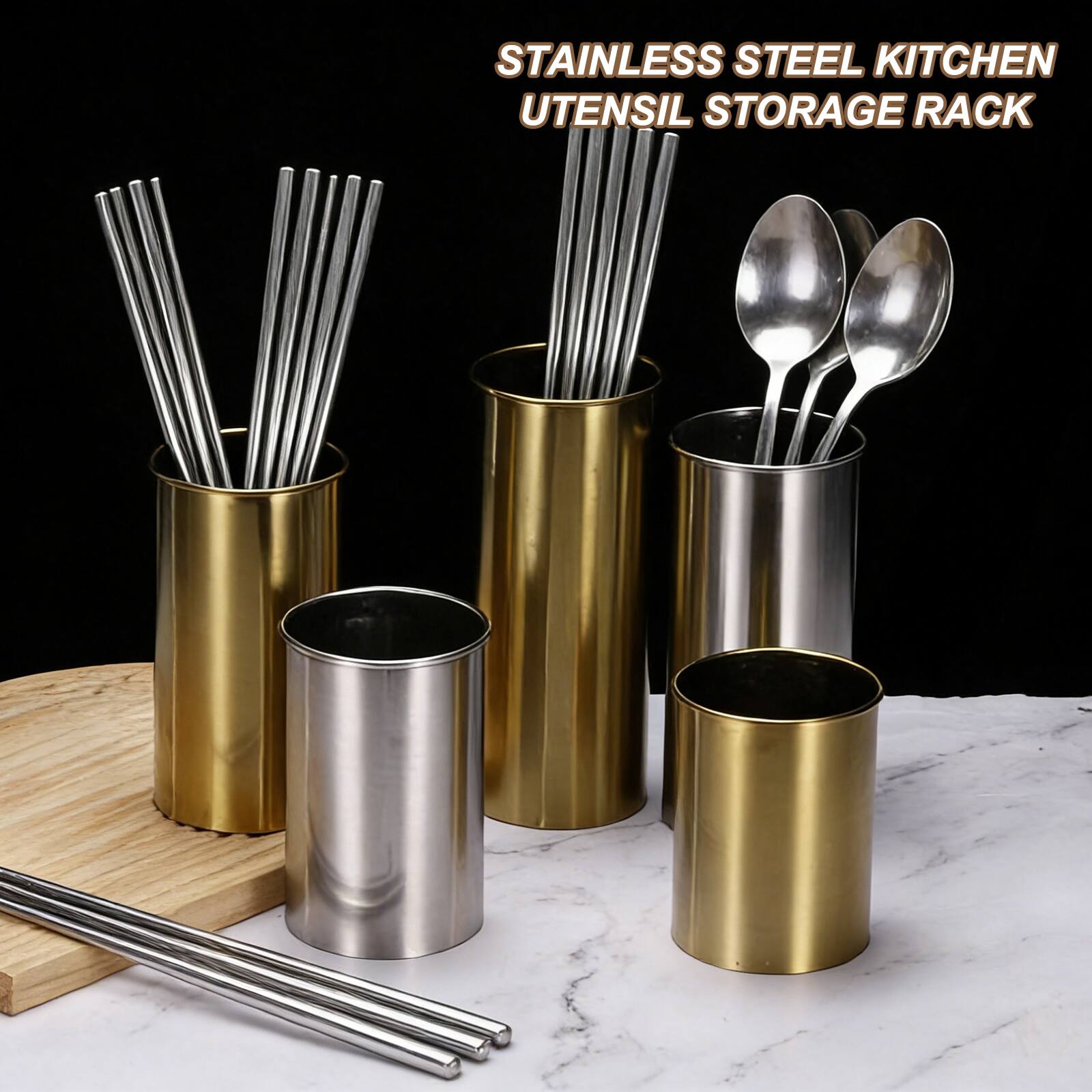 STAINLESS STEEL KITCHEN UTENSIL STORAGE RACK
