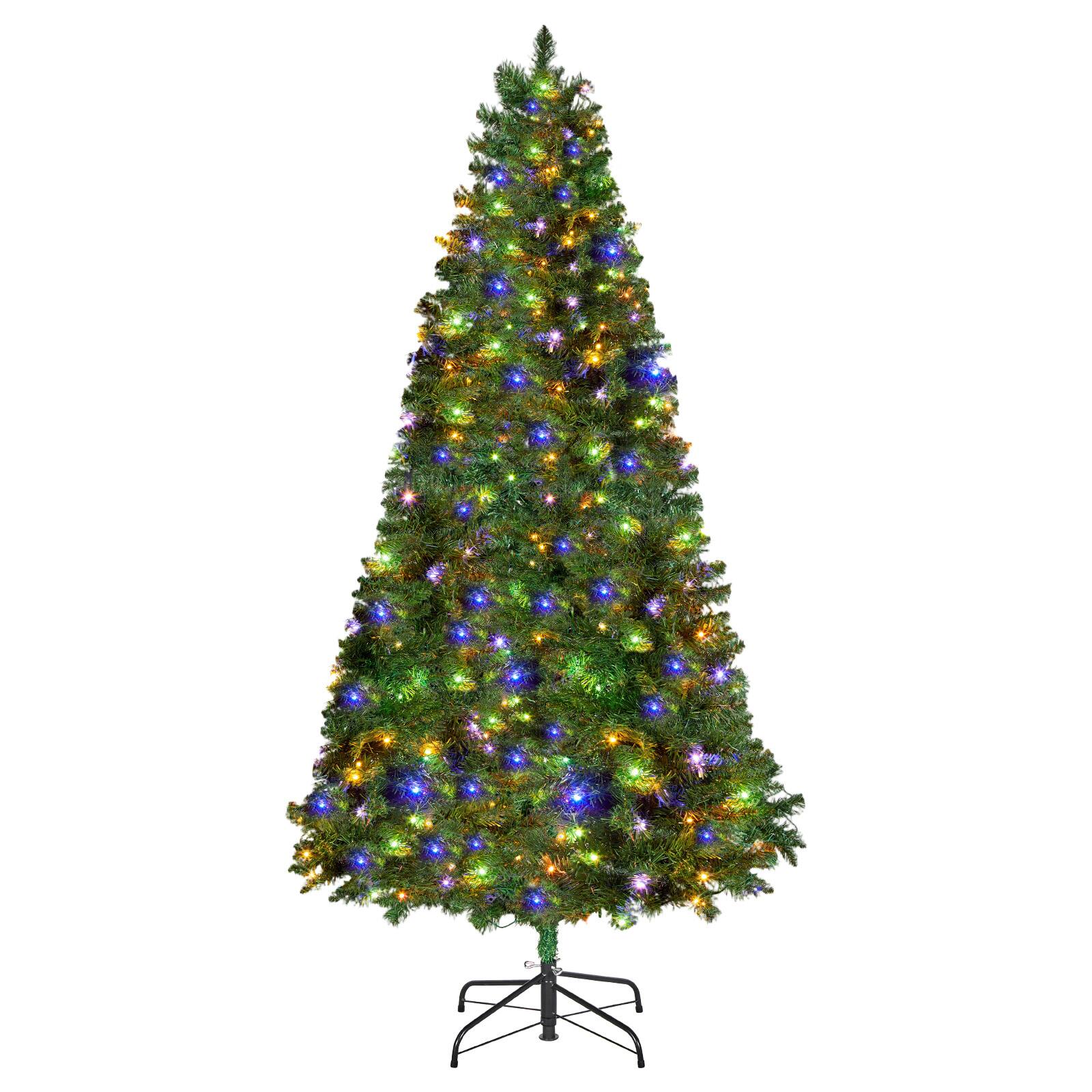 VEVOR - Christmas Tree, 7.2ft Prelit Artificial Xmas Tree, Full Holiday Decor Trees with 470 LED Lights, 11 Lighting Modes - Green