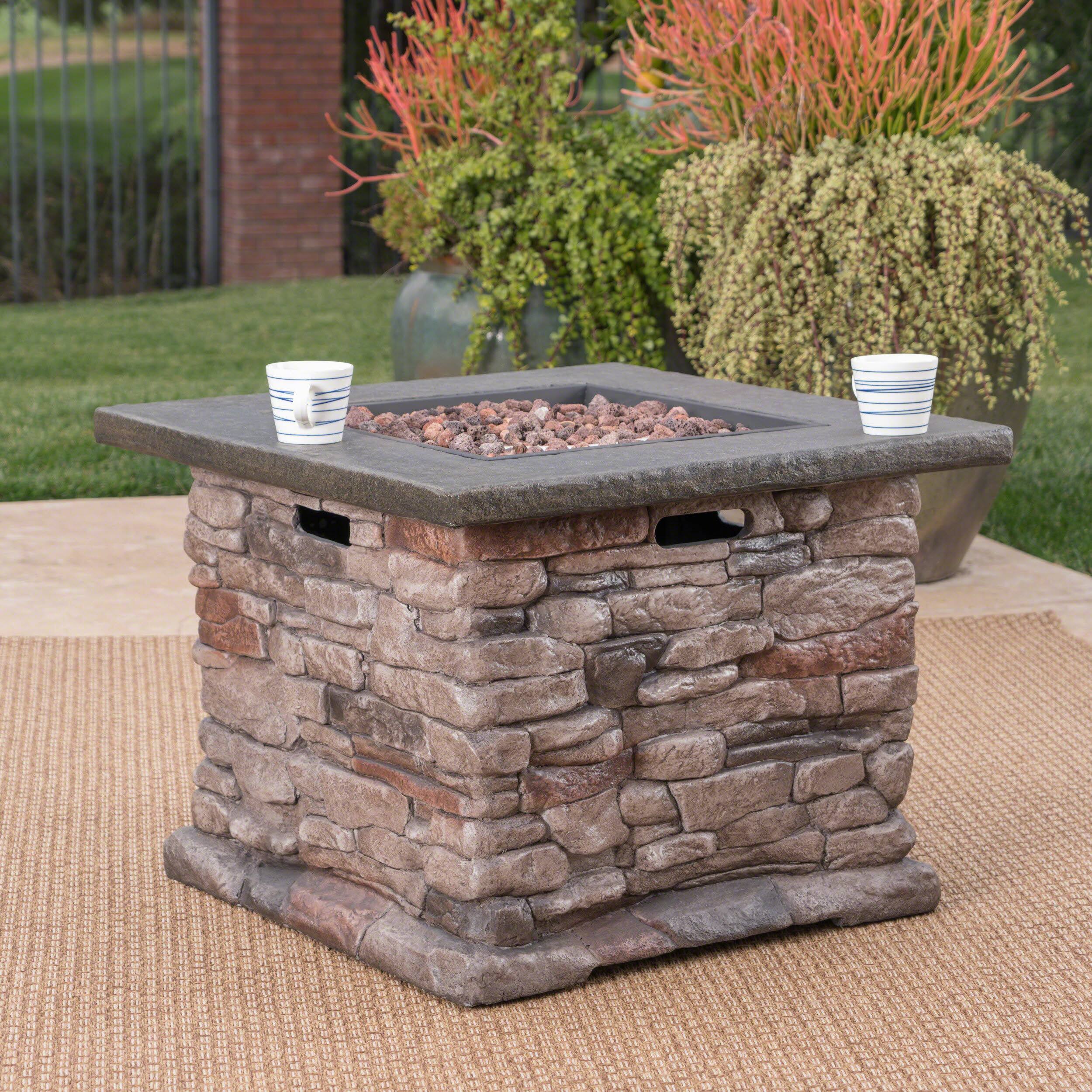 Front. TinyHomie - STONEWALL 32 SQUARE PROPANE FIRE PIT.