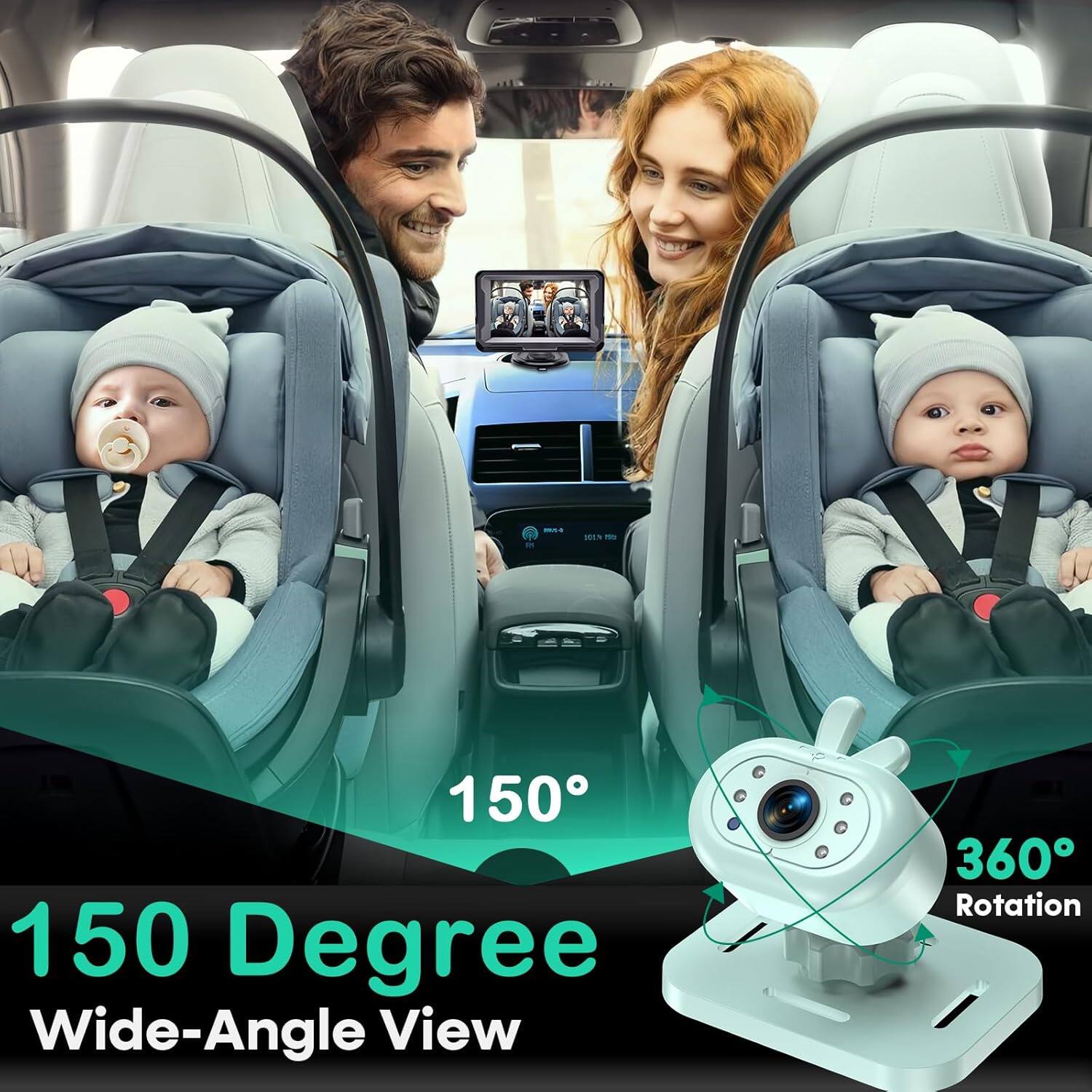 150 Degree Wide-Angle View  
360° Rotation