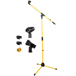 5 CORE - Mic Stand Floor Height Adjustable Tripod Microphone Stands w Extending Telescoping Boom Arm-MS 080 YLW