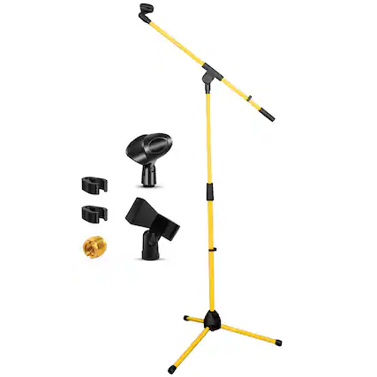 Front. 5 CORE - 5 Core Mic Stand Floor Height Adjustable Tripod Microphone Stands w Extending Telescoping Boom Arm-MS 080 YLW - Yellow.