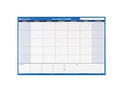 AT-A-GLANCE - 30-60 Day 24"H x 36"W Dry Erase Monthly Wall Calendar - Blue