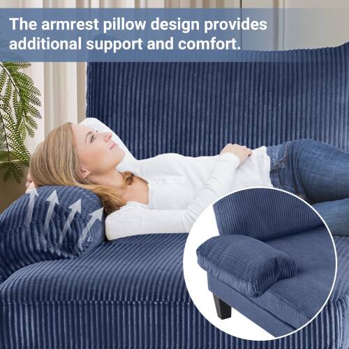 The armrest pillow design provides additional support and comfort.