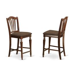 East West Furniture - Chelsea Stools with upholstered seat - Mahogany