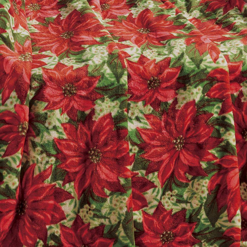Alt View 3. Noble House - Plazatex Christmas plush Decorative Poinsettia Machine Washable Throw 50" x 60" Red - Red.