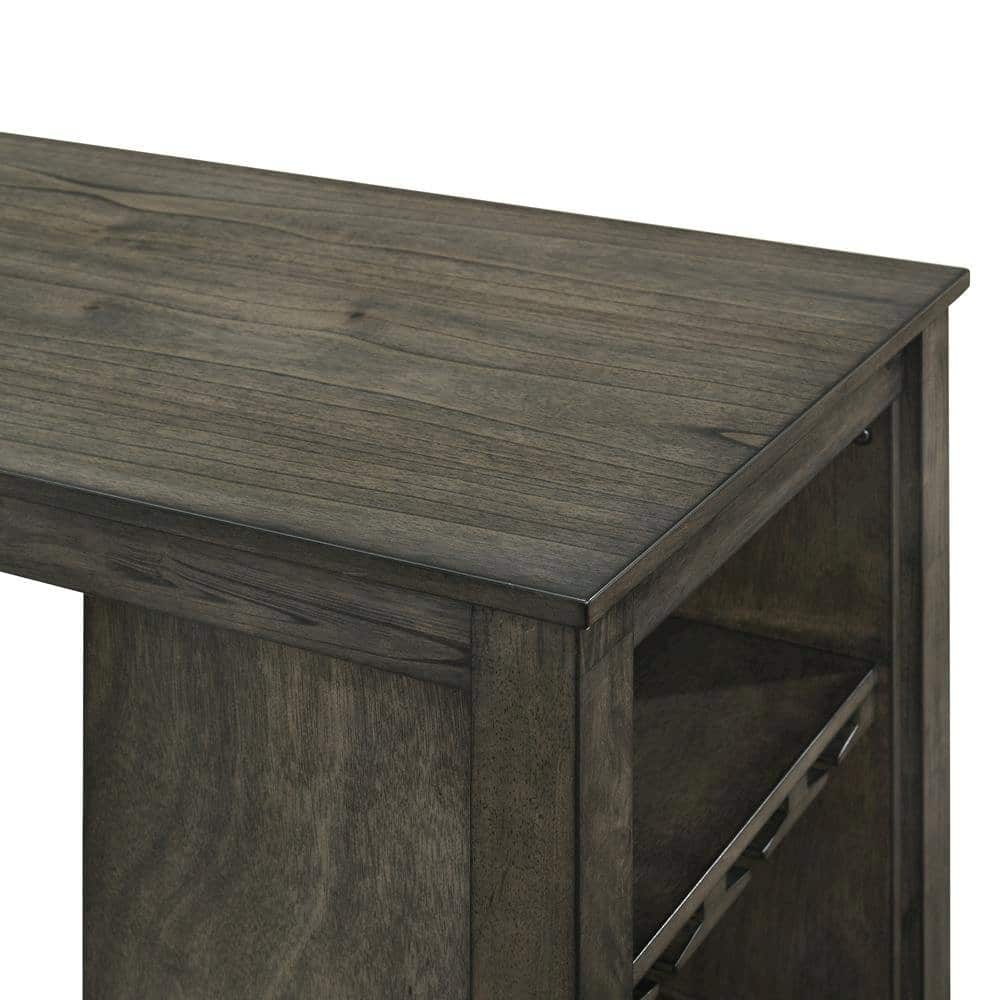 Alt View 6. FurniFact - Bar Table with Stools – Small Kitchen Table for 2 in Solid Wood Finish - Brown.