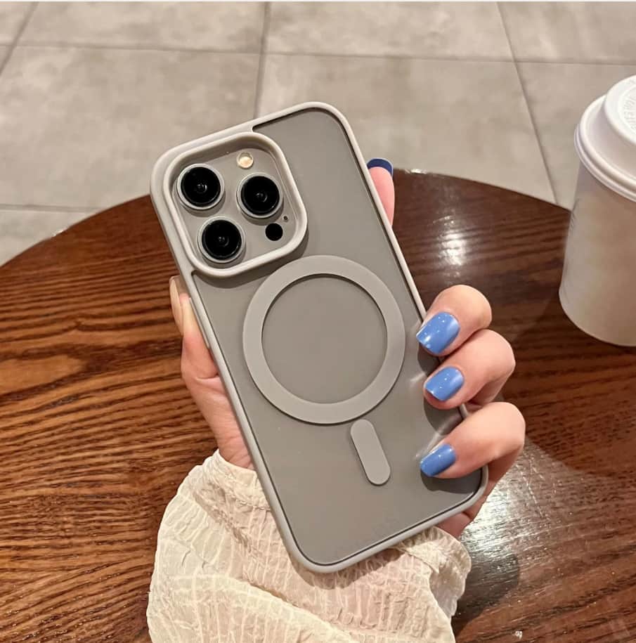 Gravity Ridge - Magnetic Case for iPhone 16 Pro Max Clear Phone Case Magsafe Slim & Tough, Pocket-friensly Transparent Cover - Gray