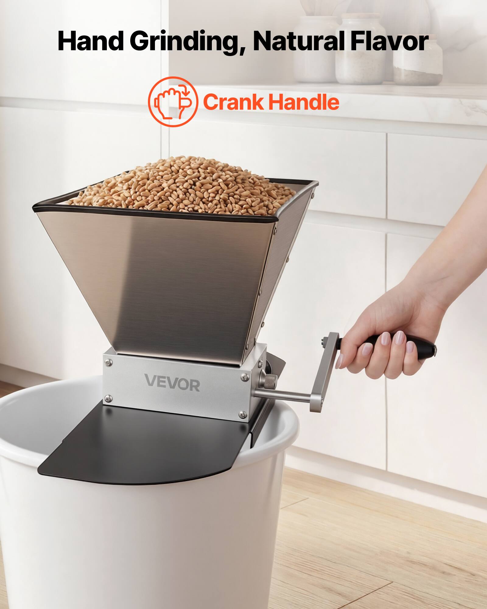 Hand Grinding, Natural Flavor  
Crank Handle  
VEVOR