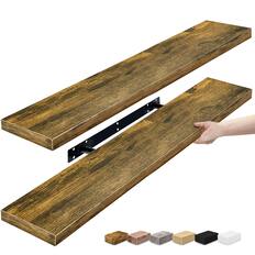 Front. Sorbus - 2 Pack (35"x9") Sorbus Floating Wall Shelves for Bedroom, Decor, Kitchen, Living Room - for Trophies, Frames, Bookshelf - Brown.