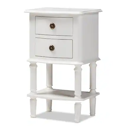 Front. Baxton Studio - Audrey Country Cottage Farmhouse Finished 2-Drawer Nightstand - White.