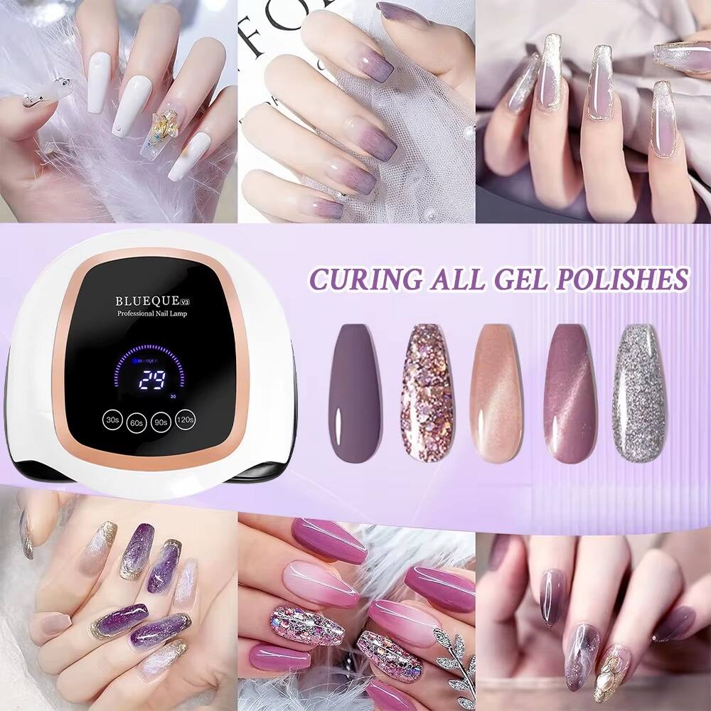 BLUEQUE CV Professional Nail Lamp  
CURING ALL GEL POLISHES  
29°C  
30s  
60s  
90s  
120s