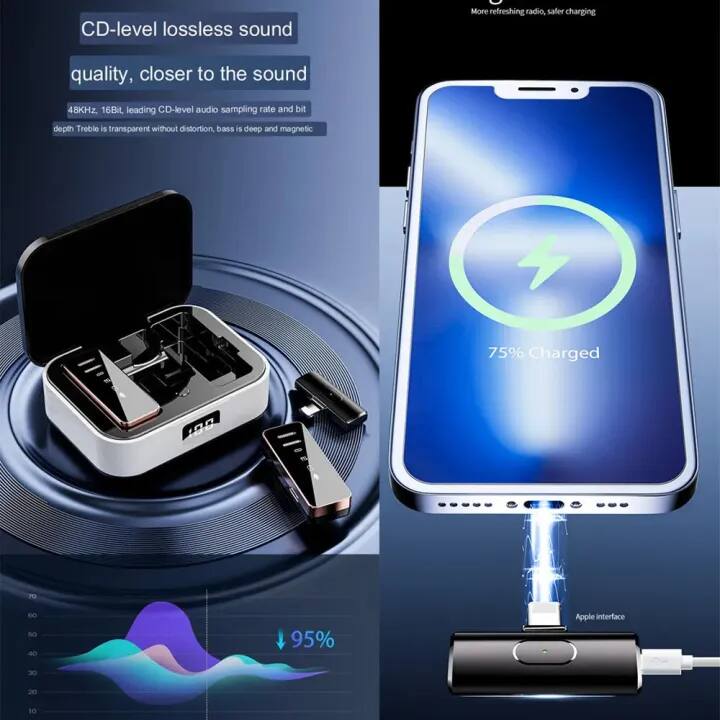 CD-level lossless sound quality, closer to the sound  
48KHz, 16Bit, leading CD-level audio sampling rate and bit depth. Treble is transparent without distortion, bass is deep and magnetic.  

More refreshing radio, safer charging  

75% Charged  

95%  

Apple interface