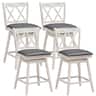 Costway - Set of 4 Barstools Swivel Counter Height Chairs w/Rubber Wood Legs - White