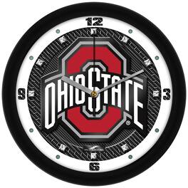 MpDirect - Ohio State Buckeyes 11.5'' Suntime Premium Glass Face Carbon Fiber Wall Clock - Multicolor