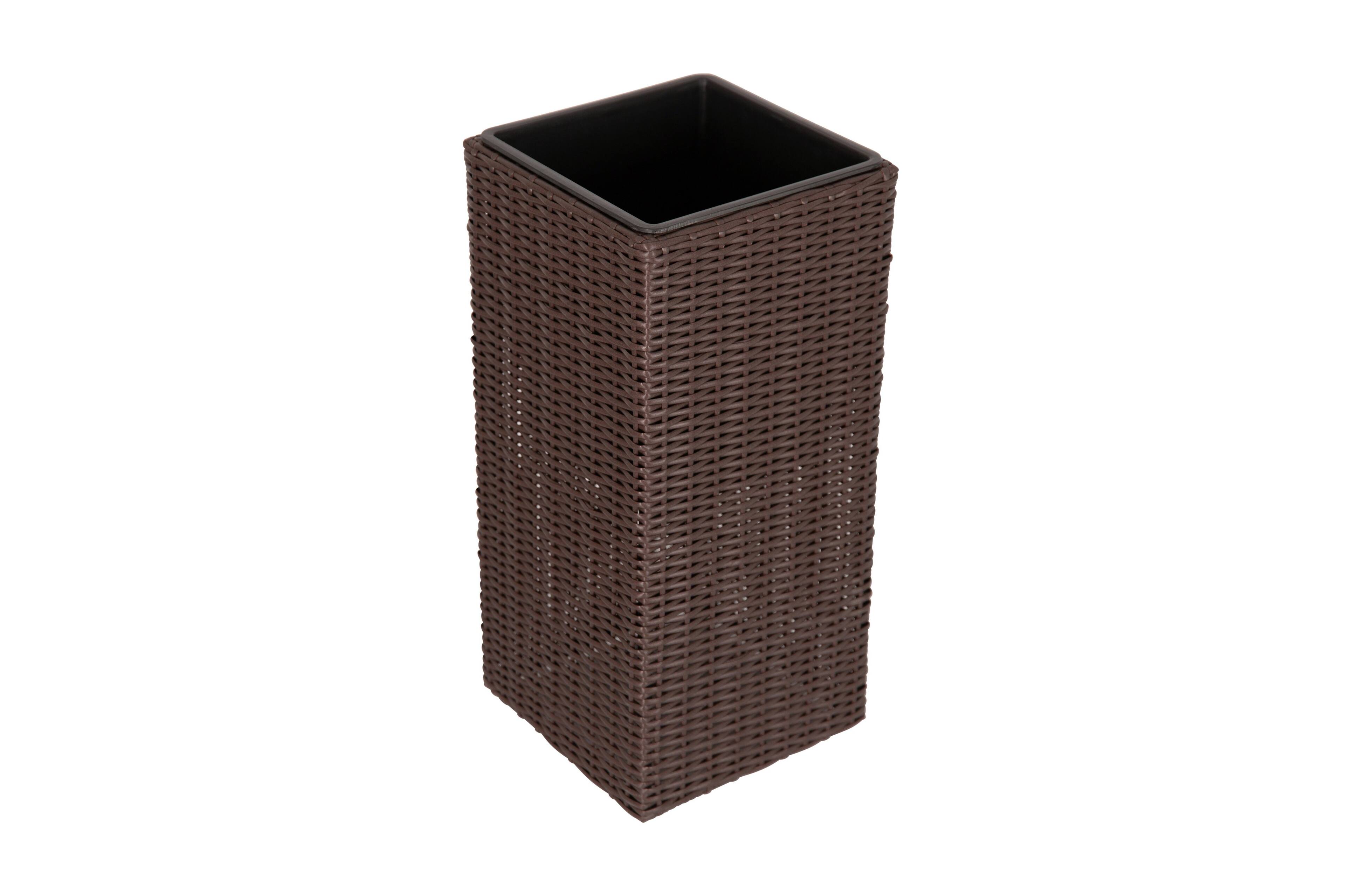 Alt View 5. Balkene Home - Tall Planter and Sierra Square Wicker Planter Set of 2 - Modern Outdoor Planters for Patio, Balcony, or Garden - Brown.