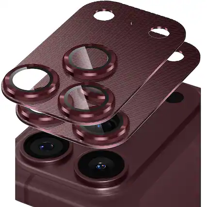 Front. Dteck - 2-Pack Camera Lens Protector for Apple iPhone 18 Pro, 9H Tempered Glass Aluminum Alloy Lens Film Anti-Scratch Cover - Cherryred.
