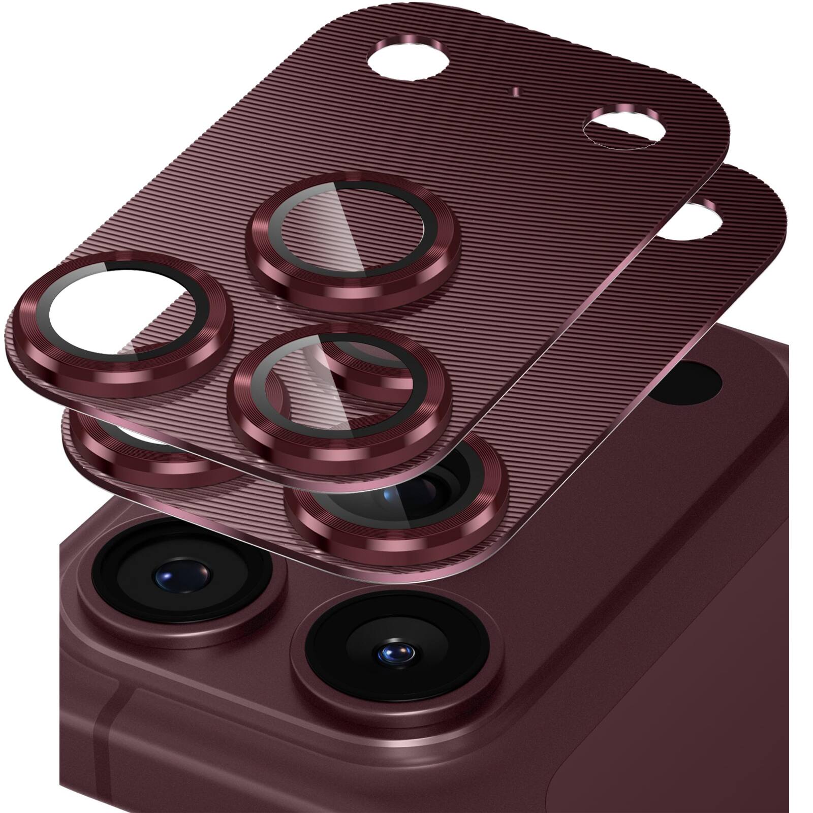 Front. Dteck - 2-Pack Camera Lens Protector for Apple iPhone 18 Pro, 9H Tempered Glass Aluminum Alloy Lens Film Anti-Scratch Cover - Cherryred.