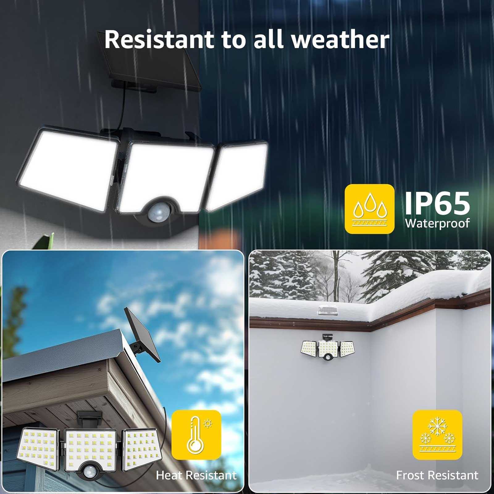 Alt View 4. Lepro - 1000LM Solar Motion Sensor Flood Light, 6500K Daylight White, Auto ON/Off, Separate Solar Panel, Adjustable Heads - Black.