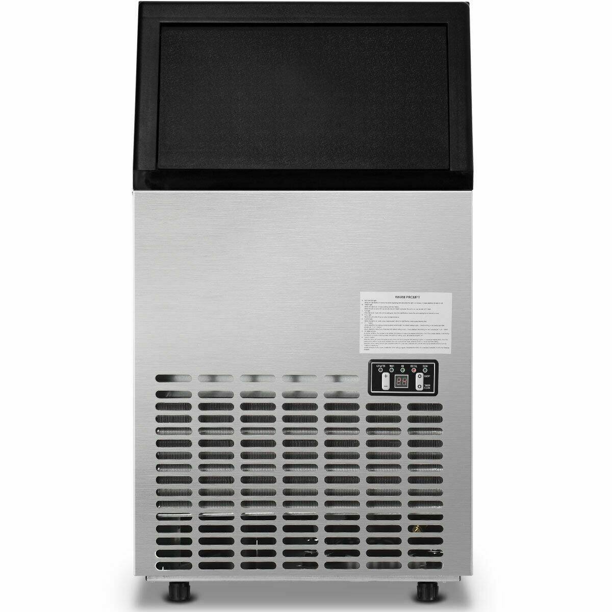 Angle. Sugift - Portable Built-In Stainless Steel Commercial Ice Maker - Silver.