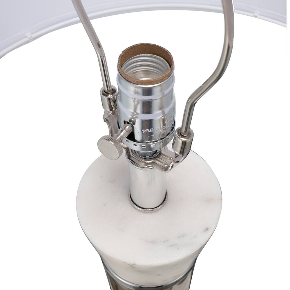 Back. Dexmalle - Dexmalle-Marble Table Lamp with Glass Cylinder-White and Bronze.