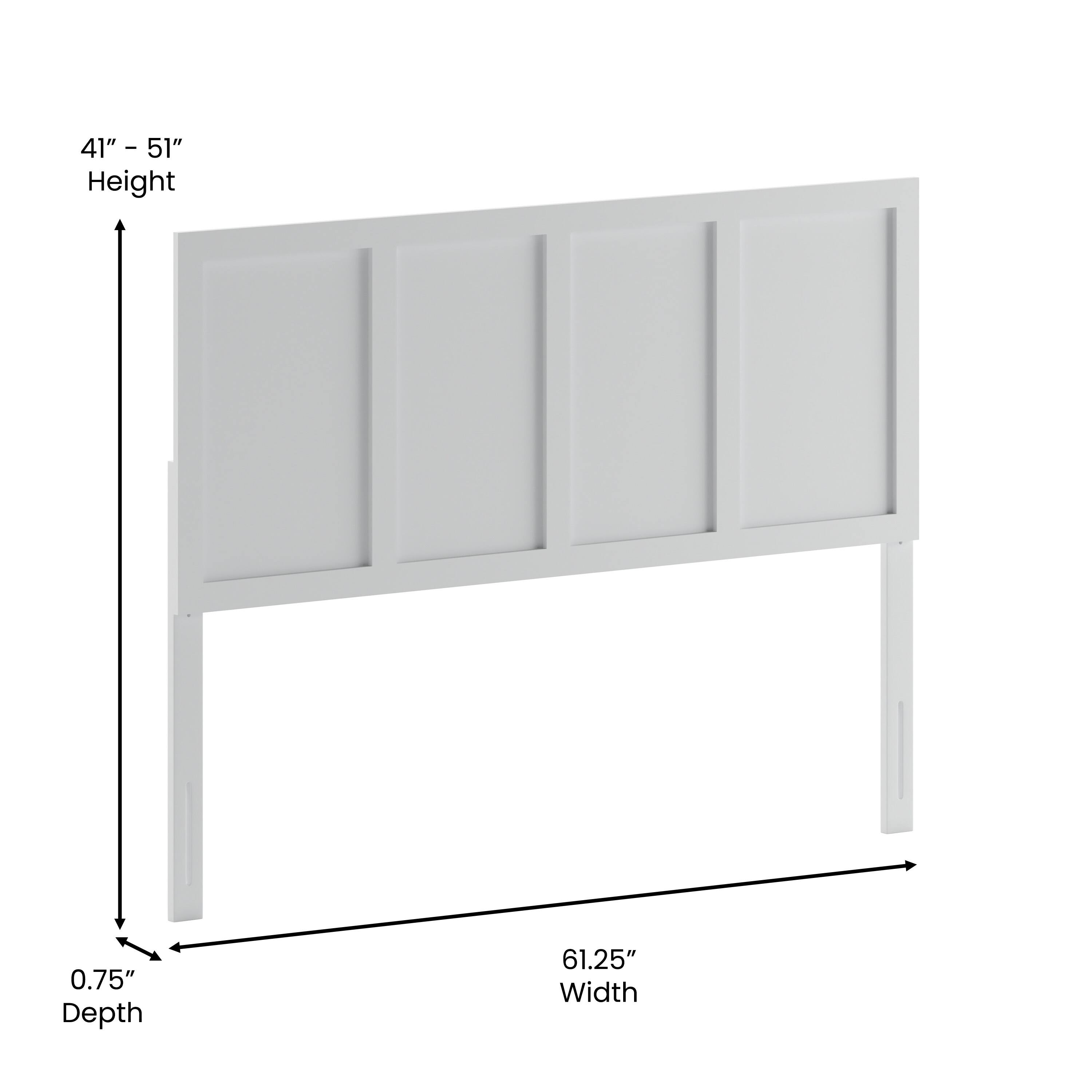 41" - 51" Height  
0.75" Depth  
61.25" Width