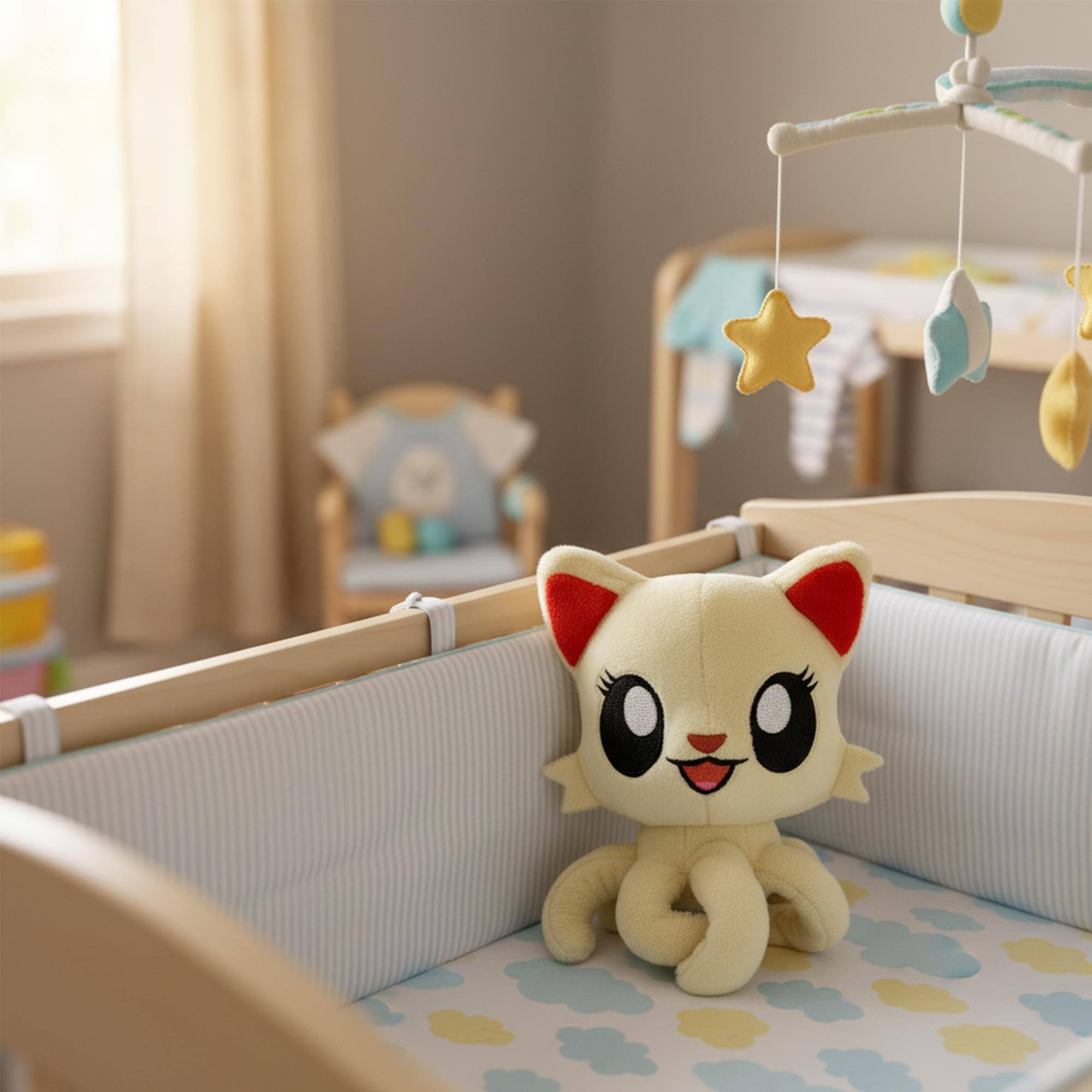 Alt View 2. Tentacle Kitty - Tentacle Kitty Campaign Critters Bright Eyes Little One Plush - White.