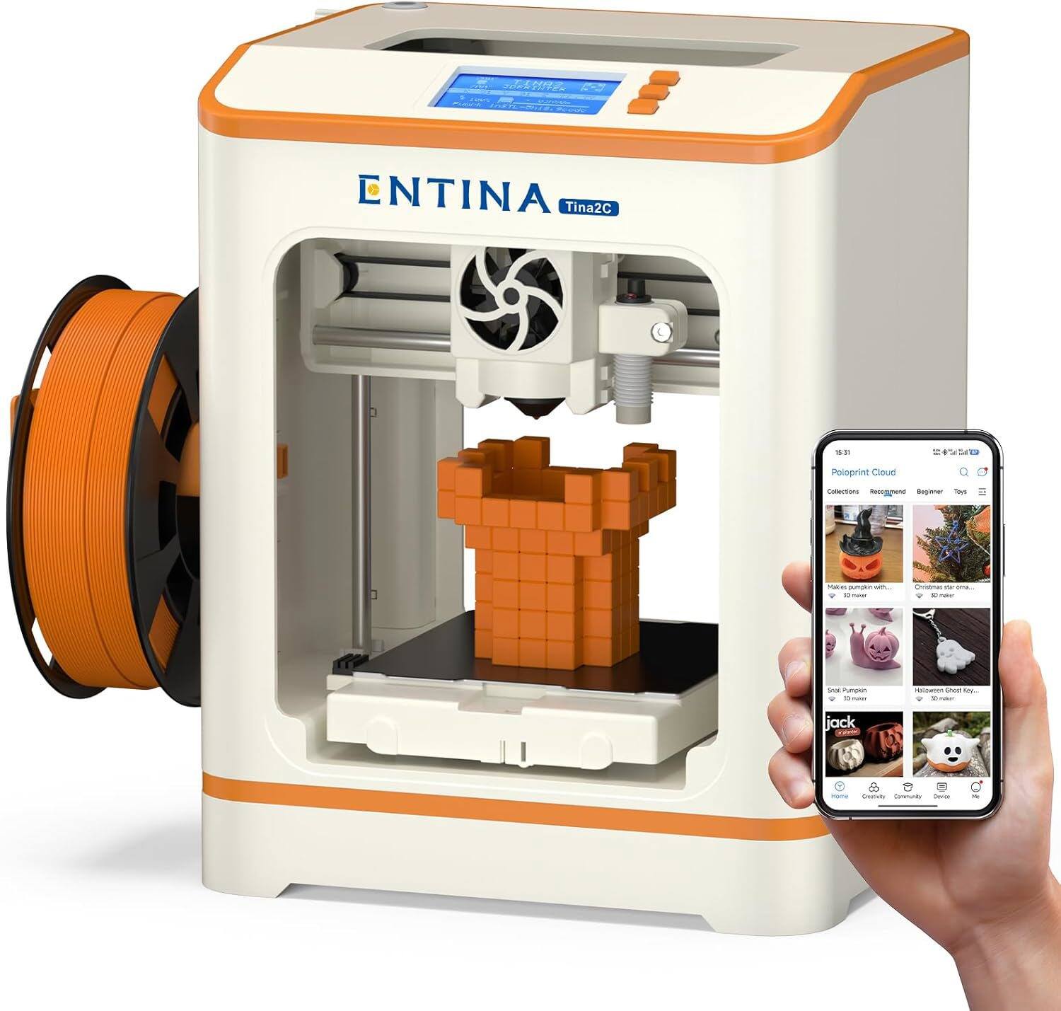 ENTINA Tina 2 Mini 3D Printer for Kids & Beginners,App & WiFi
