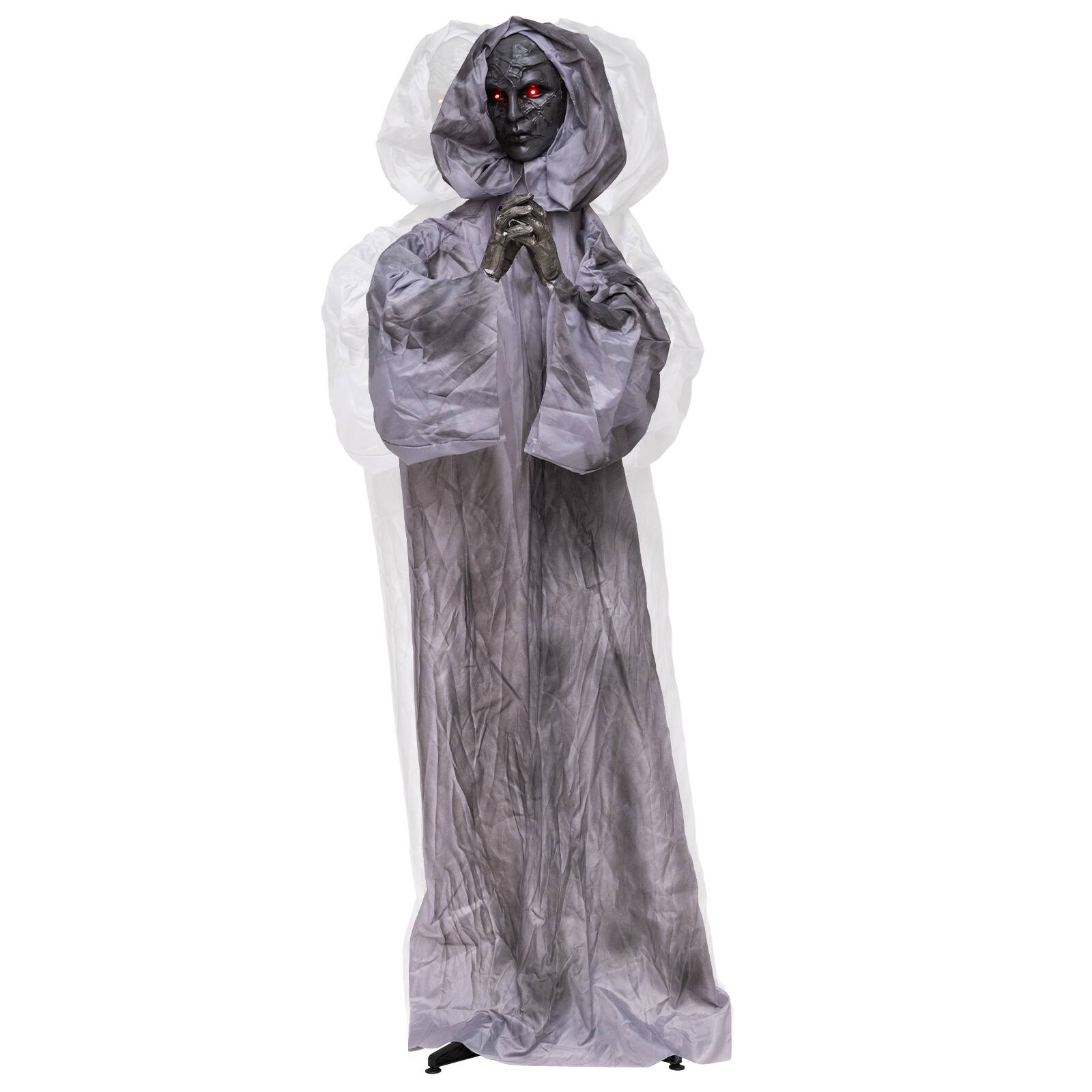 Alt View 1. Costway - Costway 5.6 ft Halloween Weeping Woman Animatronic with Light-Up Eyes, Moving Body - Gray.
