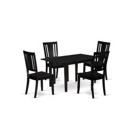 East West Furniture - Dining Table- Dining Chairs - Brown