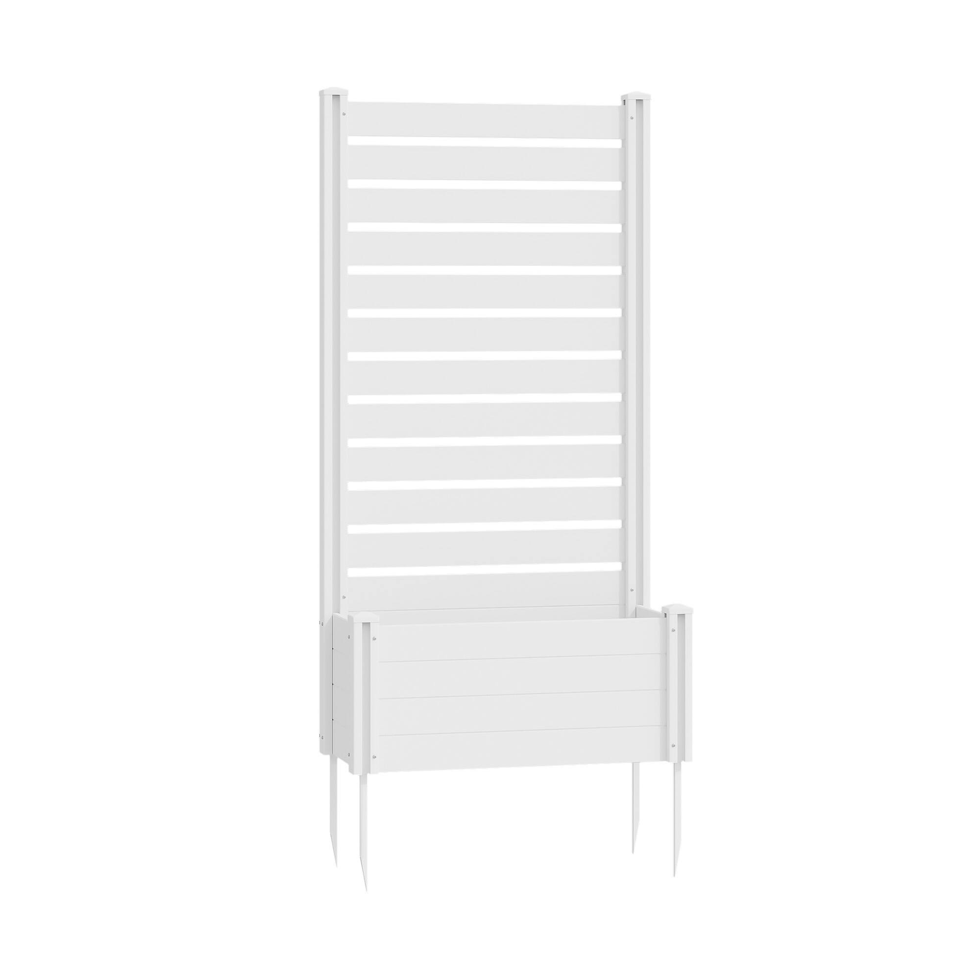 Angle. PexFix - 71 in. x 35 in. x 12 in.Rectangle Vinyl PVC Planter Box Raised Garden Beds with Trellis-Ideal for Backyard - White.