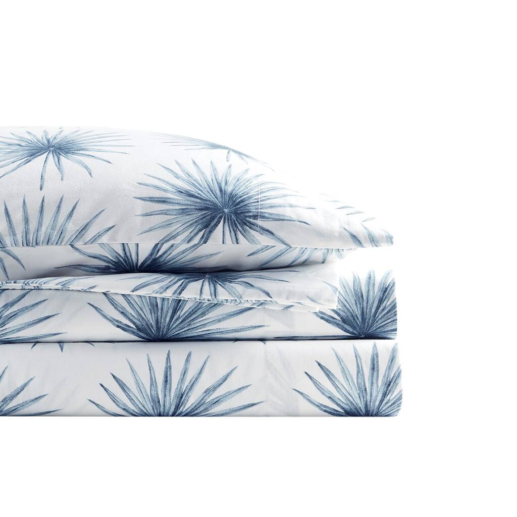 Alt View 2. Gracie Mills - Gracie Mills Esme Breathable Printed Cotton Percale Sheet Set - Blue Palmetto.
