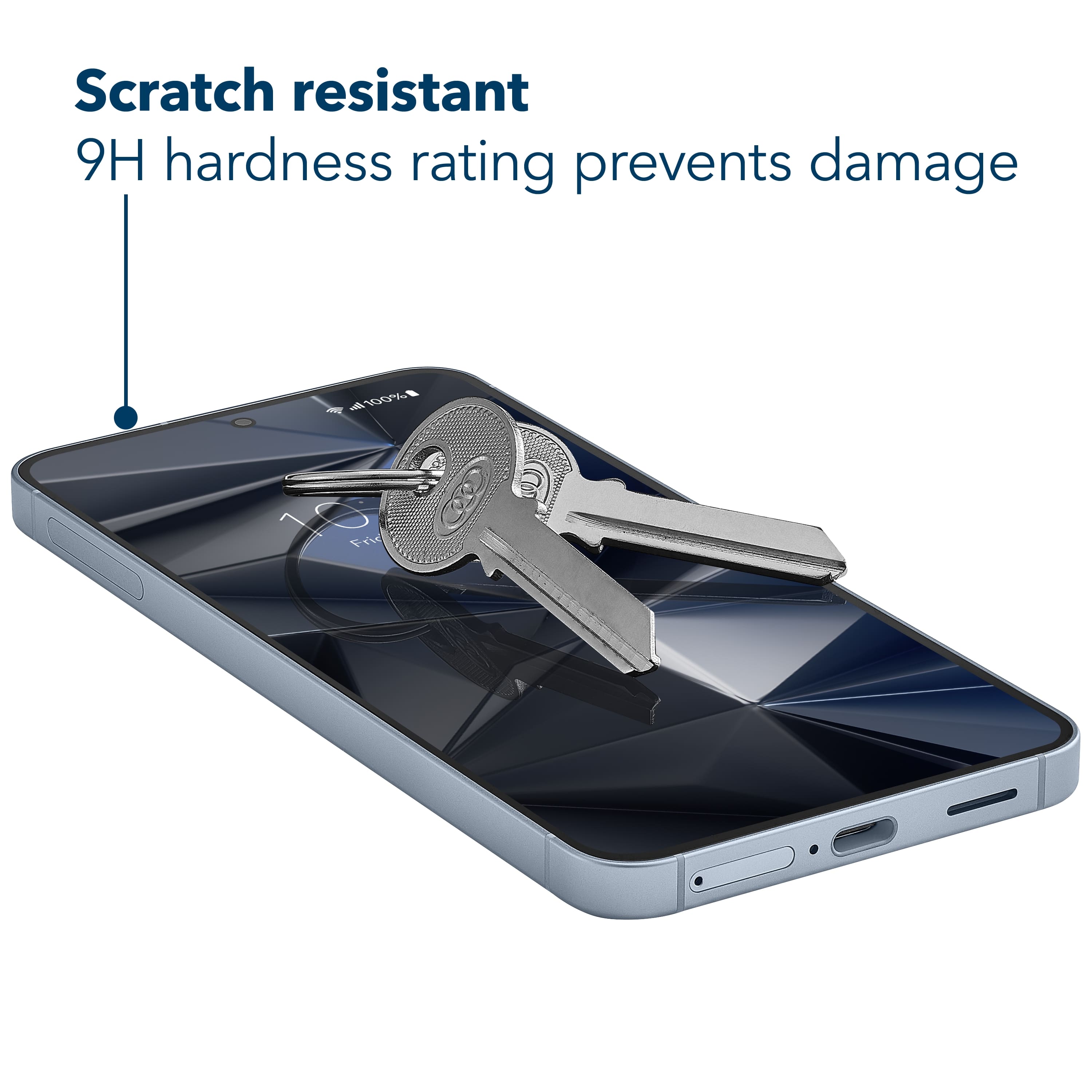 Scratch resistant 9H hardness rating prevents damage.