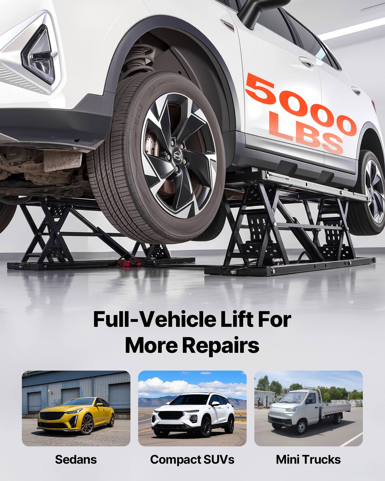 TI 5000 LBS Full-Vehicle Lift For More Repairs Sedans Compact SUVs Mini Trucks