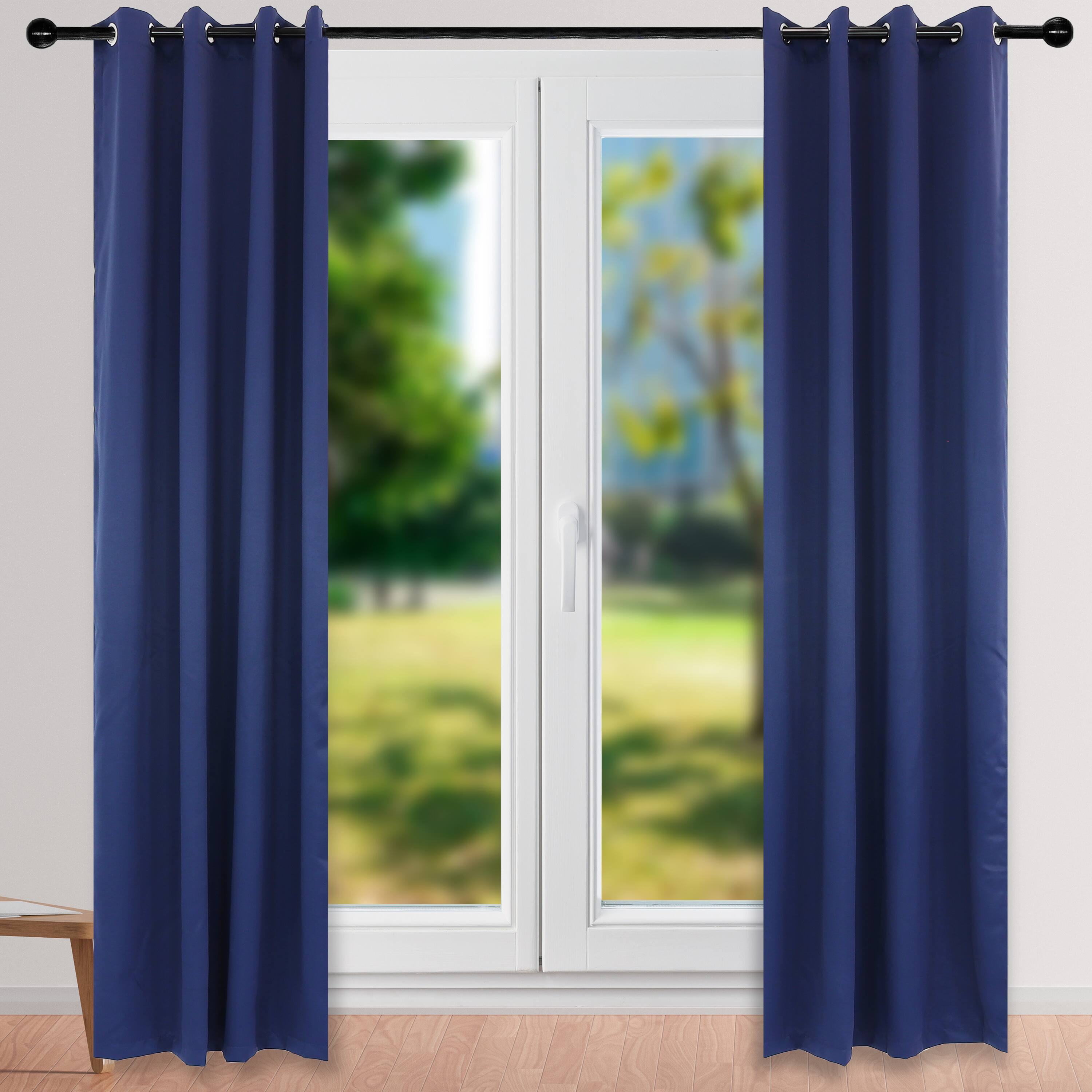 Alt View 4. Sunnydaze - Outdoor Blackout Curtain Panel - 52 in x 120 in - Set of 2 - Blue.