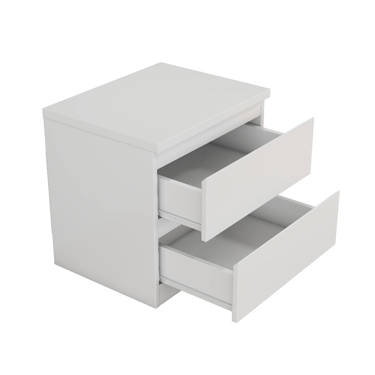 Alt View 3. Loheer - Loheer White Nightstand with 2 Drawers, Handle-Free Design, Compact Bedroom Bedside Table - White.